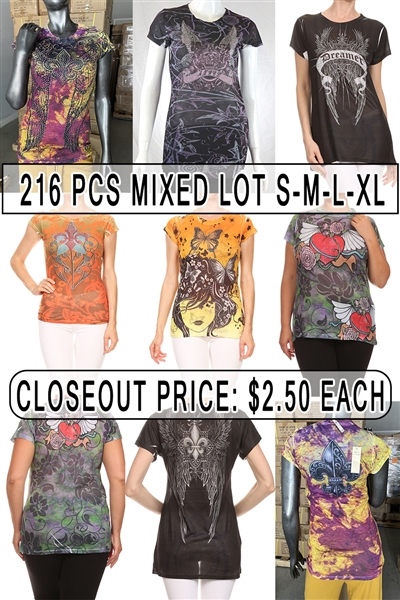 Wholesale closeout  Sublimation top Tees (216 pc)CS-VS-hip