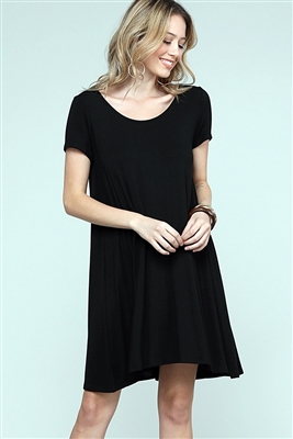 Cap Sleeve Solid Dresses 1004-Black (6 PC)