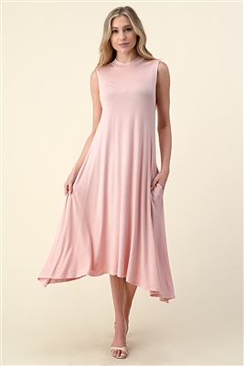 MOCK NECK SLEEVELESS DRESS  1006-BLUSH (6 PC)