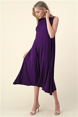 MOCK NECK SLEEVELESS DRESS 1006-PLUM (6 PC)