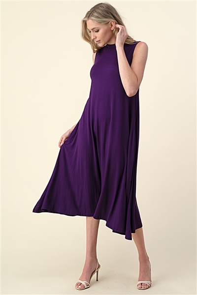 MOCK NECK SLEEVELESS DRESS 1006-PLUM (6 PC)