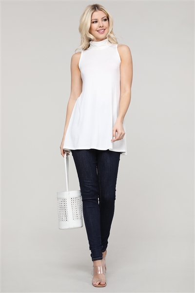 Turtle neck Sleeveless Tunic 1007-Ivory (6 PC)