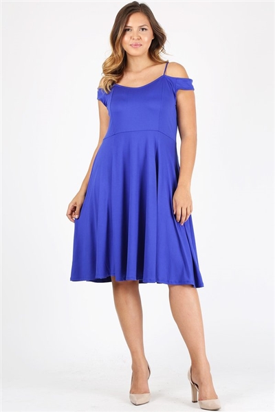 Plus size off the shoulder Dress 1048-X-Royal 6 pc