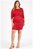 Plus size 3/4 sleeve Solid Dress 1049-X-SAMPLE