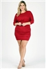 Plus size 3/4 sleeve Solid Dress 1049-X-Ruby-6pc