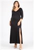 PLUS SIZE V-Neck Maxi Dress 1052X-Black (6 PC)