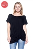 Knot-front Short Sleeve top 4003-Black (6 PC)