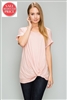 Knot-front Short Sleeve top 4003-Blush