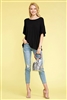 Solid Short Sleeve top 4005-Black (6 PC)