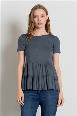 ROUND NECK RUFFLE DETAIL TOP 4056-SAMPLE