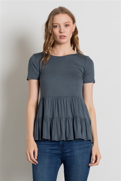 ROUND NECK RUFFLE DETAIL TOP 4056-SAMPLE