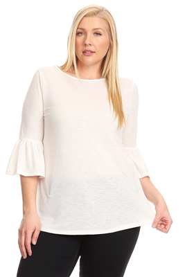 PLUS SIZE 3/4 BELL SLEEVE TOP 4065X-Ivory (6 PC)