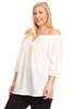 PLUS SIZE OFF-THE-SHOULDER "V" CUT TOP 4067X-OFF-WHITE (6 PC)