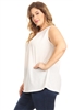 PLUS SIZE PLEATED DETAIL KEYHOLE TOP 4070X-OFF-WHITE (6 PC)