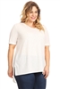 PLUS SIZE SHORT SLEEVE V-NECK TOP 4071X-OFF-WHITE (6 PC)