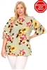 Plus Size Tiered Layered Sleeve Floral print Top 4073FX-SAGE-CORAL (6 PC)