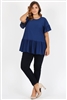 Plus Size Ruffle Solid Tunic Top 4079X-NAVY (6 PC)