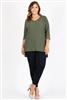 Plus Size Knit V-Neck Hi-Low Top 4080X-OLIVE (6 PC)