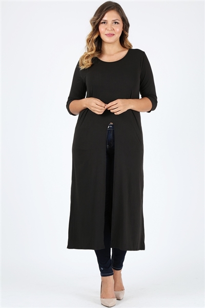 Plus Size Front split Maxi Top 4088-X-Black-(6pc)