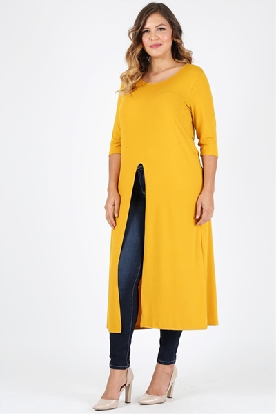 Plus Size Front split Maxi Top 4088-X-Mustard-(6pc)