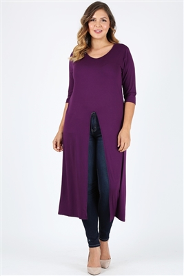 Plus Size Front split Maxi Top 4088-X-Purple-(6pc)