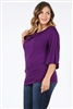 Plus Size 3/4 Sleeve Solid Top 4089-X-Eggplant-(6pc)