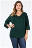 Plus Size 3/4 Sleeve Solid Top 4089-X-H-Green-(6pc)