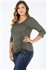 Plus Size 3/4 Sleeve Drawstring Top 4090-X-Olive-(6pc)