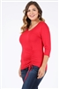 Plus Size 3/4 Sleeve Drawstring Top 4090-X-Red-(6pc)