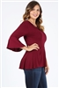 Plus Size Bell-Sleeves Top 4092-X-Burgundy-(6pc)