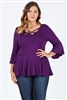 Plus Size Bell-Sleeves Top 4092-X-Eggplant-(6pc)