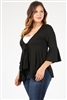 PLUS SIZE BABY-DOLL CARDIGAN TOP 4093X-Black-(6 PC)