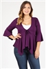 PLUS SIZE BABY-DOLL CARDIGAN TOP 4093X-PLUM-(6 PC)