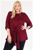 PLUS SIZE TIE-FRONT TUNIC 4094X-BURGUNDY-(6 PC)