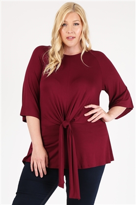 PLUS SIZE TIE-FRONT TUNIC 4094X-BURGUNDY-(6 PC)