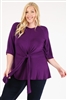 PLUS SIZE TIE-FRONT TUNIC 4094X-PLUM-(6 PC)