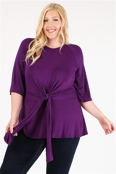 PLUS SIZE TIE-FRONT TUNIC 4094X-PLUM-(6 PC)