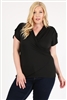 PLUS SIZE RUCHED TOP 4096X-BLACK-(6 PC)