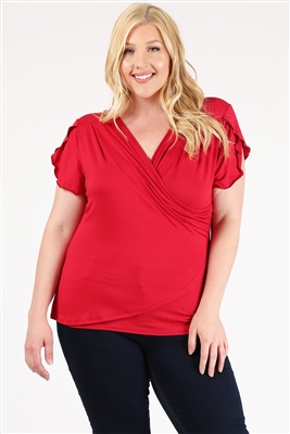 PLUS SIZE RUCHED TOP 4096X-CRIMSON-(6 PC)