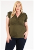 PLUS SIZE RUCHED TOP 4096X-OLIVE-(6 PC)