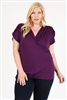 PLUS SIZE RUCHED TOP 4096X-PLUM-(6 PC)