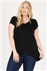 Plus size overlap crossed top 4099X-Black-(6 PC)