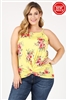 Plus Size Knit Twist Knot printed Tank 4100XF-Yellow-Coral-(6 PC)