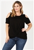 Plus Size Knit Twist Knot cold shoulder Top 4101X-BLACK (6 PC)