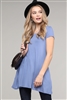 Cap Sleeve Solid Hue Tunic 81001-Denim(6 pc)