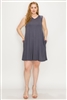 Plus Size Solid tank tunic Dress 81002X-Charcoal-(6Pc)