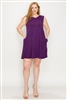 Plus Size Solid tank tunic Dress 81002X-Plum-(6Pc)