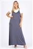 Plus Size Solid hue Tank Maxi Dress 81024X-Charcoal-(6PC)