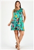 Plus Size Floral Print long tunic with side pockets 83008PX-GRN-ORG