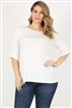 PLUS SIZE 3/4 SLEEVE TOP 84047X-Ivory(6 PC)